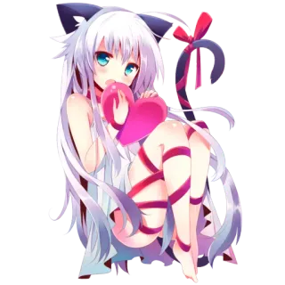 💖 Anime, Mädchen, Katze, Herz, Süß, Kawaii telegram sticker