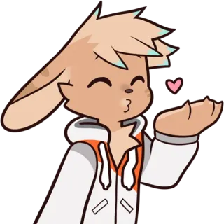 😘 kartun, hewan, kelinci, berbulu, cinta, ciuman, hati telegram sticker