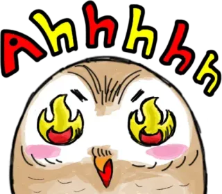 😥 Ahhhhh сова, глаза, огонь, милый, эмодзи telegram sticker