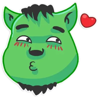 😘 かわいい, 緑, 動物, ハート, 愛, 愛らしい, ステッカー telegram sticker