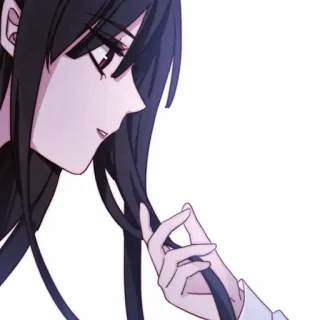 🌙 anime, woman, long hair, illustration, cartoon telegram sticker