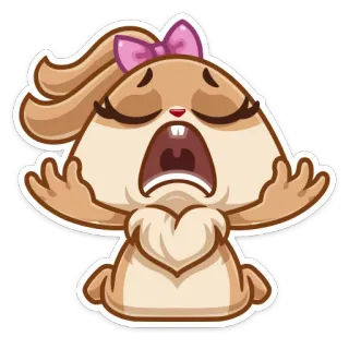 😫 kelinci, kartun, lucu, binatang, stiker, ekspresi, sedih whatsapp sticker