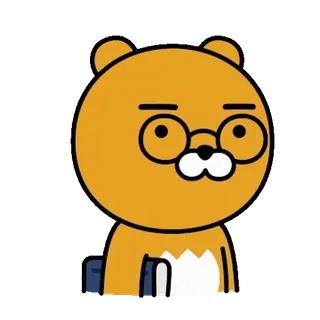 💬 Ryan Kakao Friends, oso, gafas, personaje, dibujos animados telegram sticker