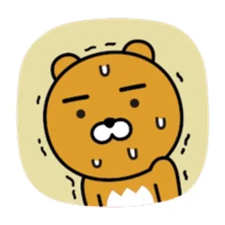 👍 Ryan Ryan, Kakao Friends, dibujos animados, sudando, expresión, personaje, oso whatsapp sticker
