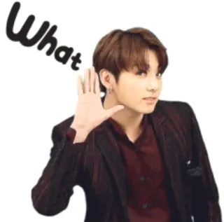 👂 Jungkook What kpop, person, question, what, listening telegram sticker