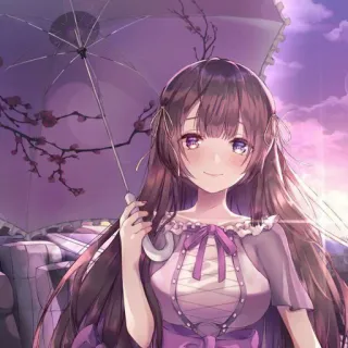 ❤️ anime, girl, purple, umbrella, cute, manga telegram sticker