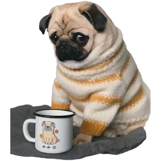 🍋 mops, pies, sweter, kubek, zwierzę telegram sticker