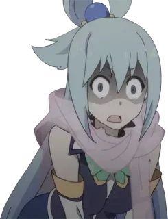 😰 Aqua KonoSuba аниме, konosuba, Аква, испуганный, выражение лица, мультфильм, милый, смешной telegram sticker