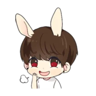😅 Chibi, Orejas de conejo, Lindo, Dibujos animados, Arte digital, Fanart telegram sticker
