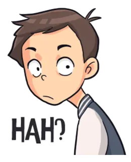 😮 HAH? Dessin animé, Confus, Garçon, Surprise, Expression, Hah telegram sticker