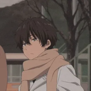 📜 anime, boy, scarf, winter, cartoon, character telegram sticker