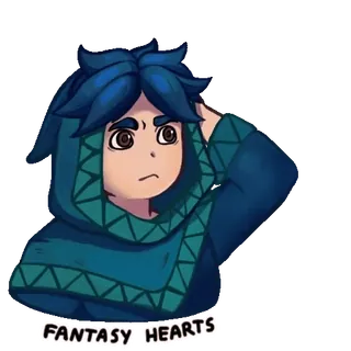 🤨 FANTASY HEARTS 판타지, 하트, 만화, 애니메이션, 캐릭터, 후드티 telegram sticker