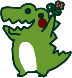 🙋‍♀️ Buaya, Aligator, Lucu, Binatang, Bunga, Kartun telegram sticker