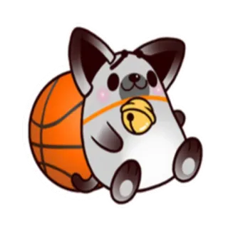 🏀 собака, баскетбол, животное, каваи, милый, стикер, чиби telegram sticker
