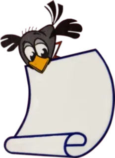 📜 dessin animé, oiseau, parchemin, message, papier whatsapp sticker