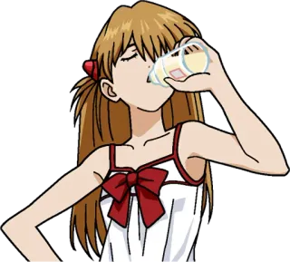 🥛 Asuka Langley Soryu Evangelion Anime, Boire, Personnage, Féminin, Boisson telegram sticker