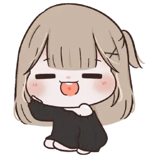 🌙 Cartoon, Chibi, Meisje, Middelvinger, Offensief, Anime whatsapp sticker