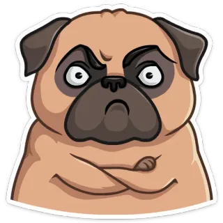 😠 pug, dog, annoyed, cartoon, animal, pet telegram sticker