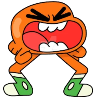 🤬 Darwin Watterson The Amazing World of Gumball Dibujos animados, Enojado, Pez, Gritando, Naranja whatsapp sticker