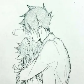 🤗 Anime, Abrazo, Boceto, Amistad, Manga, Dibujo telegram sticker