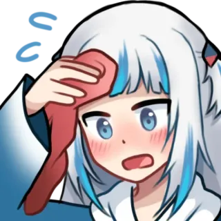 😅 Gawr Gura SOS anime, sweating, exhausted, cartoon, vtuber, gawr gura telegram sticker