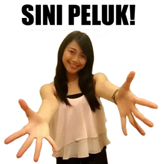 🙆 SINI PELUK! peluk, salam, terbuka, wanita, kasih sayang, persahabatan whatsapp sticker