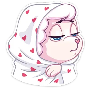 🙁 овца, сердце, милый, эмодзи, стикер, животное whatsapp sticker