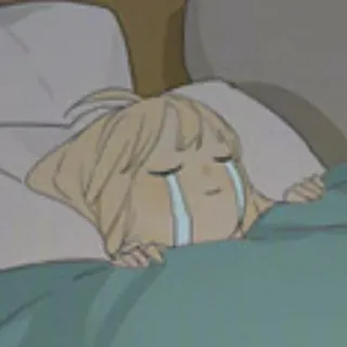 🌟 weinen, traurig, bett, schlaf, tränen whatsapp sticker