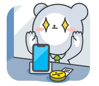 😍 urso, telefone, escritório, fofo, desenho animado, olhos brilhantes, moeda telegram sticker