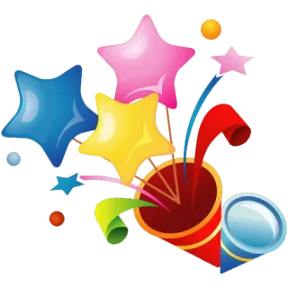 🎉 fête, soirée, confettis, étoiles, fun whatsapp sticker