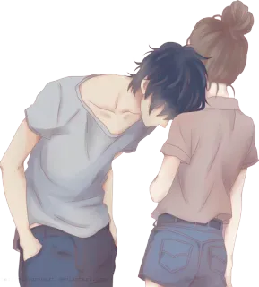 😞 couple, anime, hug, love, romance, affection, relationship whatsapp sticker