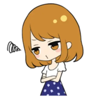 😗 menina, desenho animado, irritada, séria, fofa, brava, frustrada whatsapp sticker
