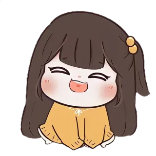 ☀️ imut, kartun, gadis, chibi, kawaii, senang, tersenyum whatsapp sticker