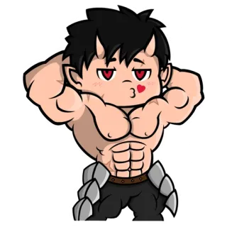 😘 diablo, dibujos animados, músculos, anime, demonio, lindo whatsapp sticker