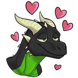 😍 dragon, coeurs, dessin animé, amour, mignon, fantaisie telegram sticker