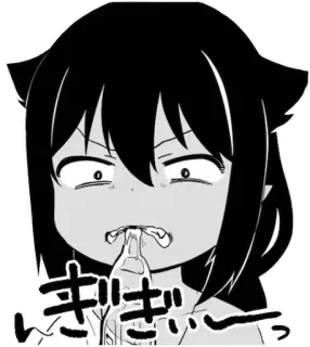 😬 キィィィィーッ anime, manga, cute, angry, cat ears, kawaii whatsapp sticker