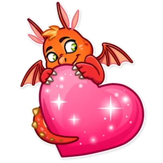 😘 dragon, coeur, mignon, dessin animé, amour, fantaisie telegram sticker