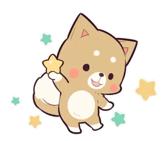 ⭐ собака, сиба ину, милый, каваи, звезды, животное, стикер telegram sticker
