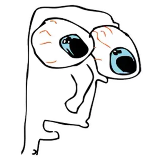 ® meme, engraçado, olhos malucos, desenho animado, rabisco telegram sticker