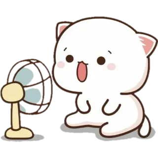 🌬 Katze, Tier, niedlich, Fan, kawaii, Cartoon telegram sticker