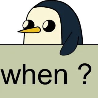 🐧 when ? Pinguin, Frage, Meme, Cartoon telegram sticker