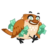 🐤 burung, uang, kaya, kartun, simbol dolar, kekayaan telegram sticker