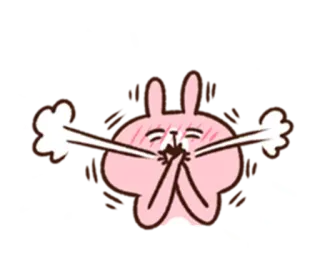 😂 konijn, schattig, cartoon, kawaii, roze, kus telegram sticker