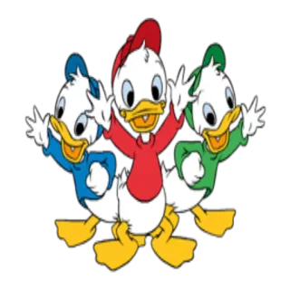 ✋ Huey, Dewey, and Louie Huey, Dewey, Louie, Disney, hoạt hình, vịt telegram sticker