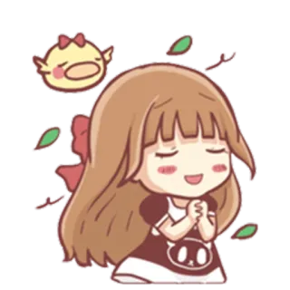 😊 만화, 애니메이션, 귀여운, 소녀, 새, 귀여워 telegram sticker