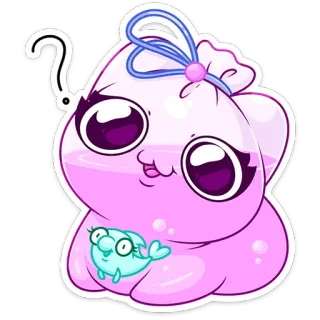 ❓ Kreskówka, Kawaii, Słodkie, Zwierzę, Ryba, Różowy telegram sticker