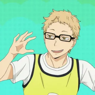 🏐 Kei Tsukishima Haikyuu!! Kei Tsukishima, Haikyuu!!, anime, character, glasses, volleyball telegram sticker