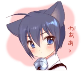 😏 かああ。 Anime, Kawaii, Telinga kucing, Neko, Jepang telegram sticker