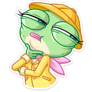 🤔 лягушка, мультфильм, персонаж, животное, смешной, милый telegram sticker