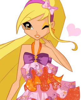 😘 Stella Winx Club desenho animado, fada, magia, loira, piscadela telegram sticker
